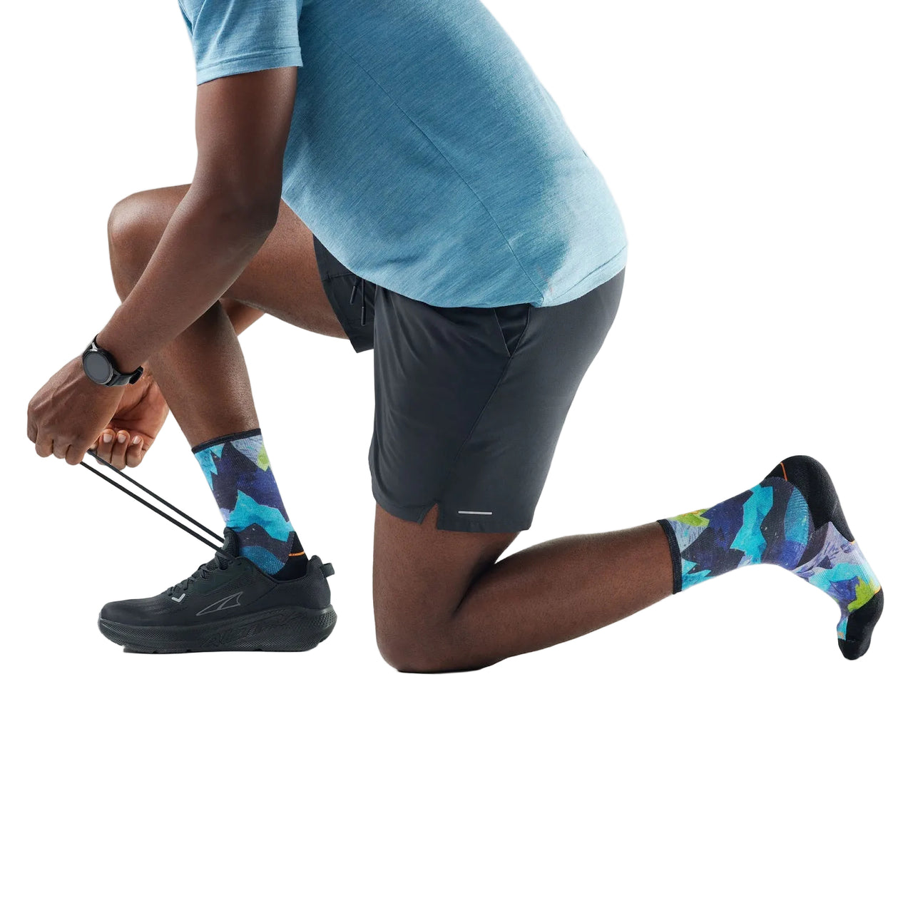 Men's Trail Run Targeted Cushion Summit Sector Print Crew Socks SW003026