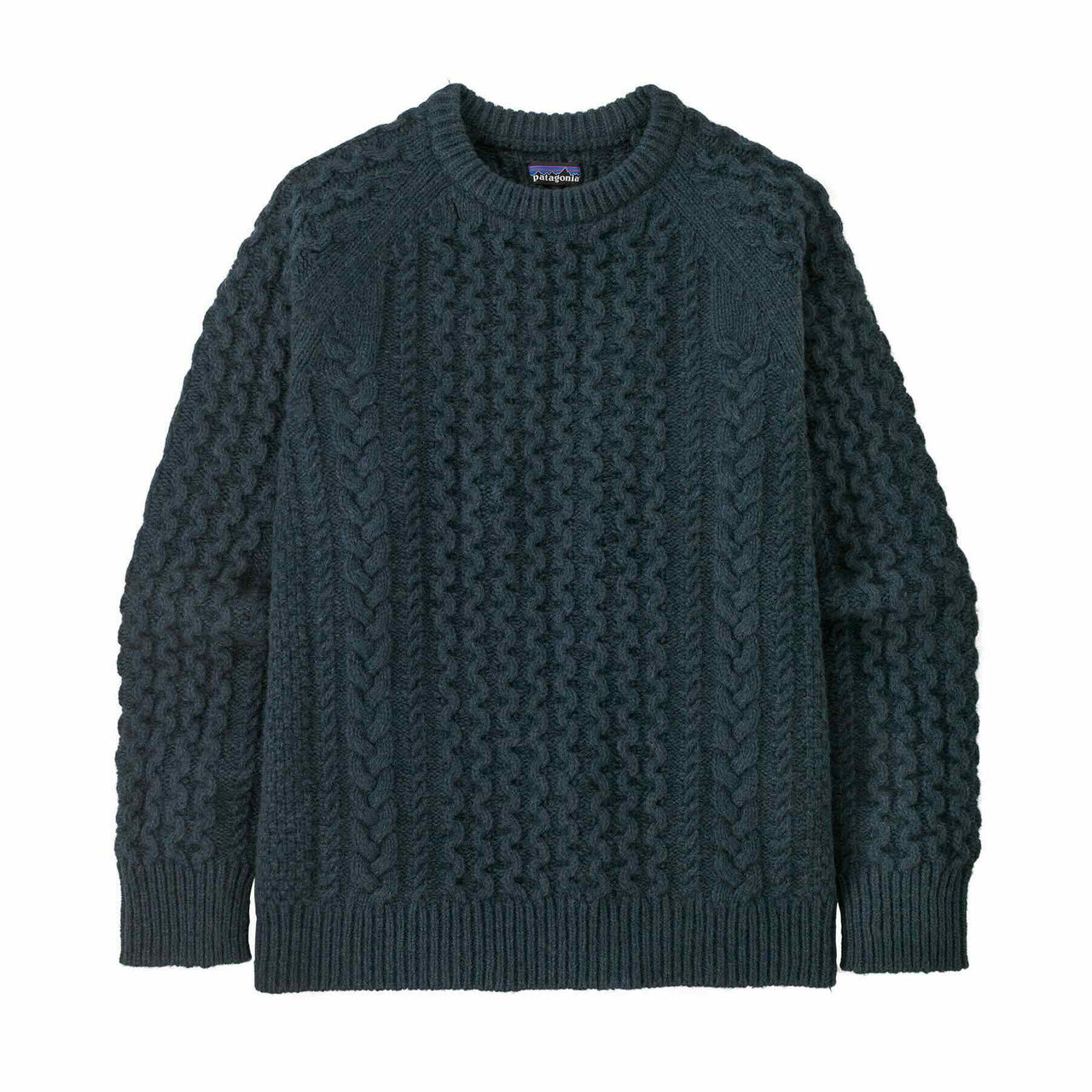 Recycled Wool-Blend Cable Knit Crewneck Sweater 51085